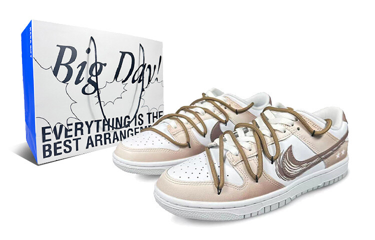 

Кроссовки Nike Dunk Skateboarding Shoes Unisex Low-top Brown, белый