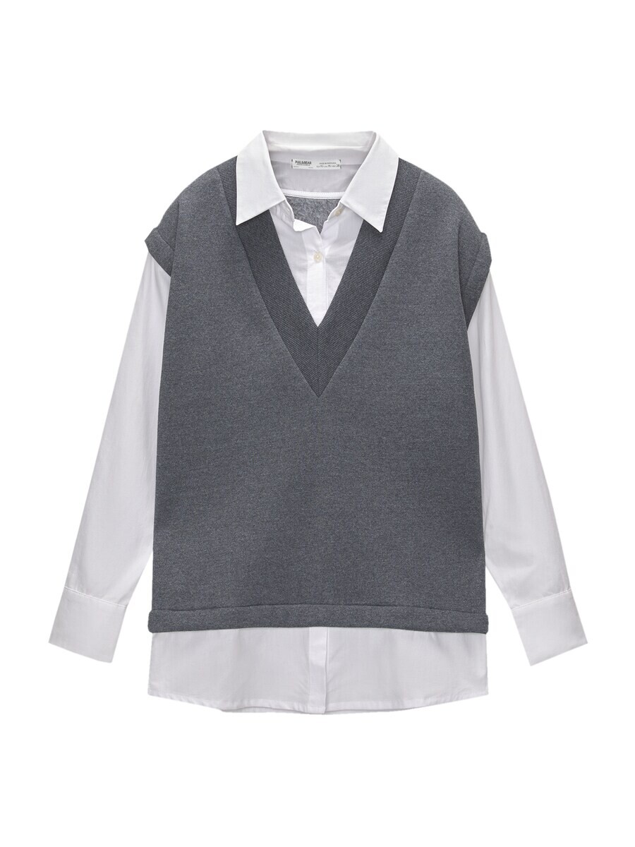 

Блуза Pull&Bear, цвет Anthracite/White