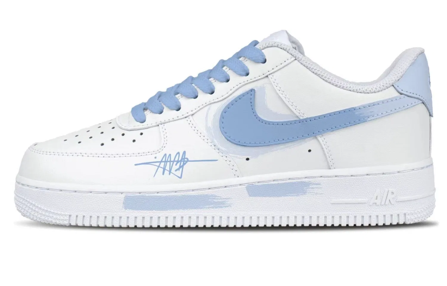Кроссовки кожаные Nike Air Force 1 Ice Blue — фото 3
