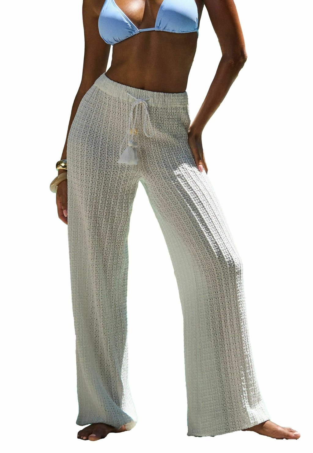 

Брюки REGULAR FIT - WIDE LEG CROCHET BEACH TROUSERS WITH SHELL TRIM . Friends Like These, серый