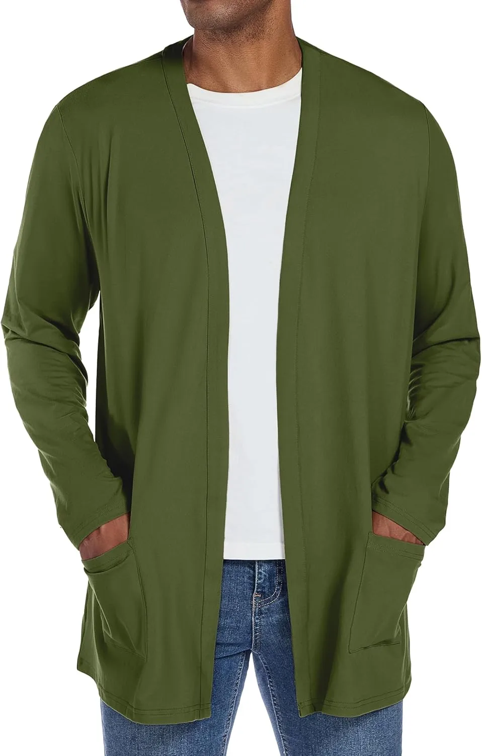 

Мужской длинный кардиган PEGENO легкий и мягкий, с карманами