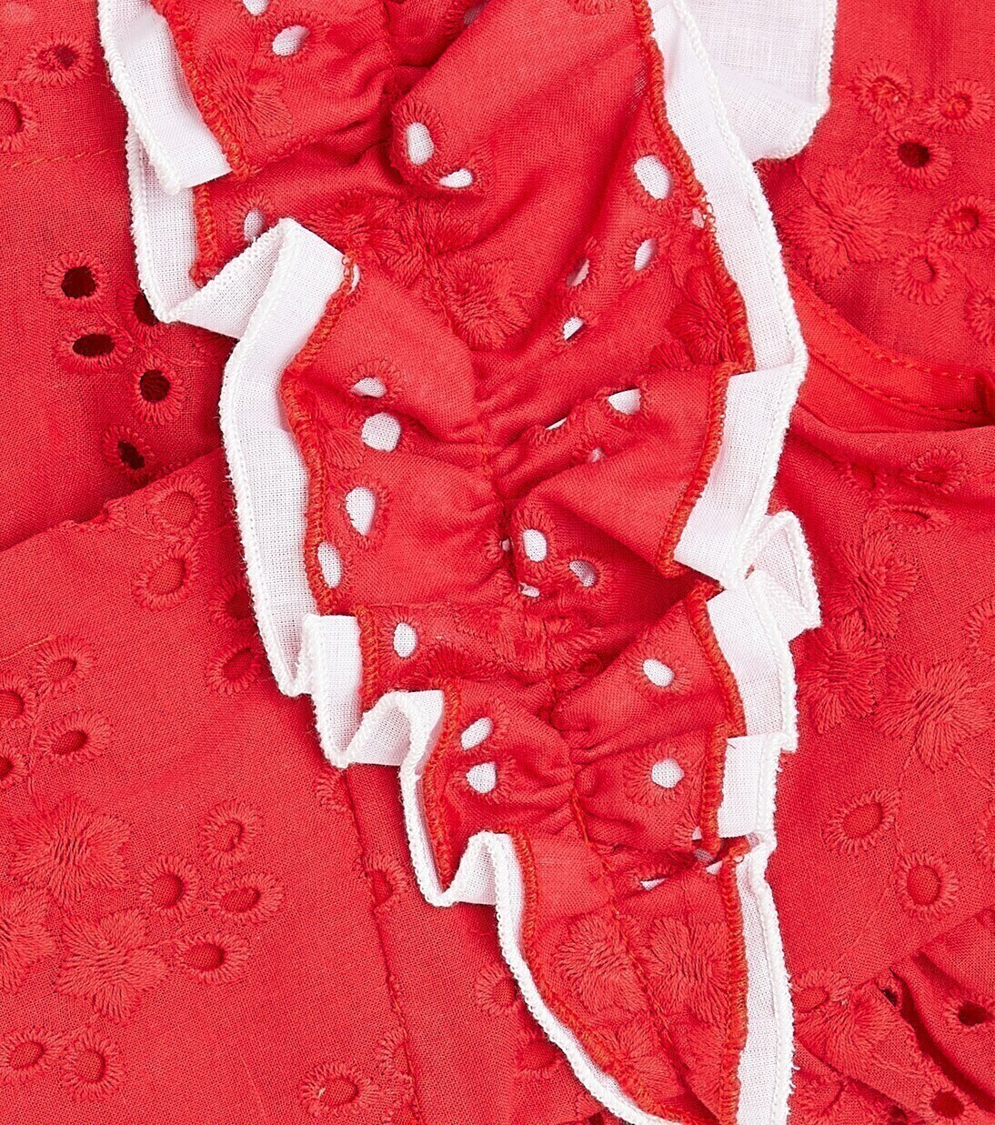 Вышитый топ из хлопкового муслина Monnalisa, Rosso — фото 2