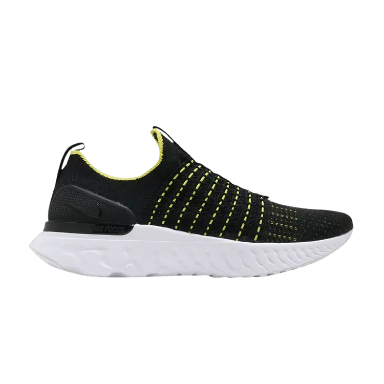 

Кроссовки Nike React Phantom Run Flyknit 2 'Black Sonic Yellow', черный