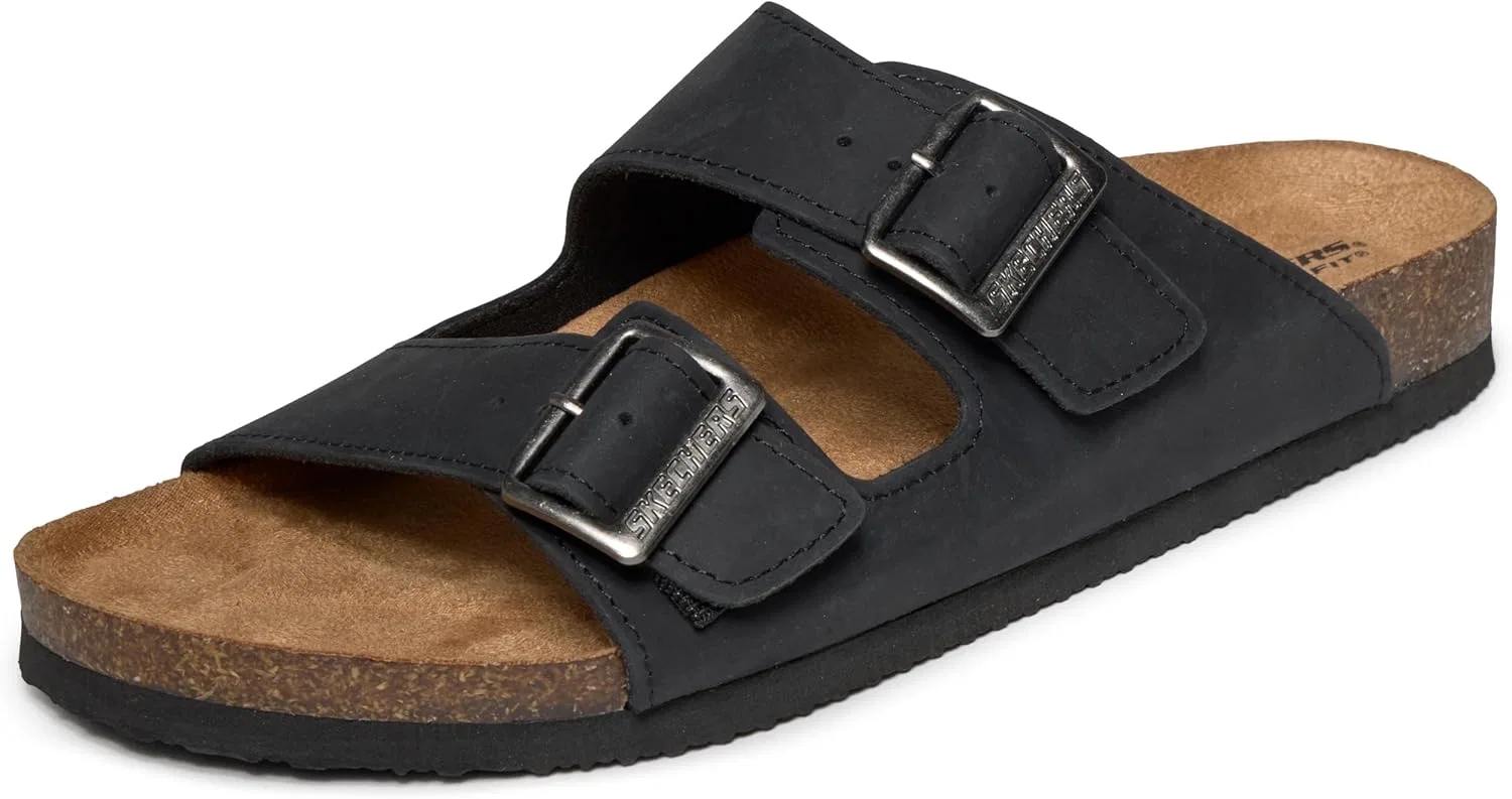Сандалии из кожи с двумя ремешками Skechers, черные Skechers USA Men's