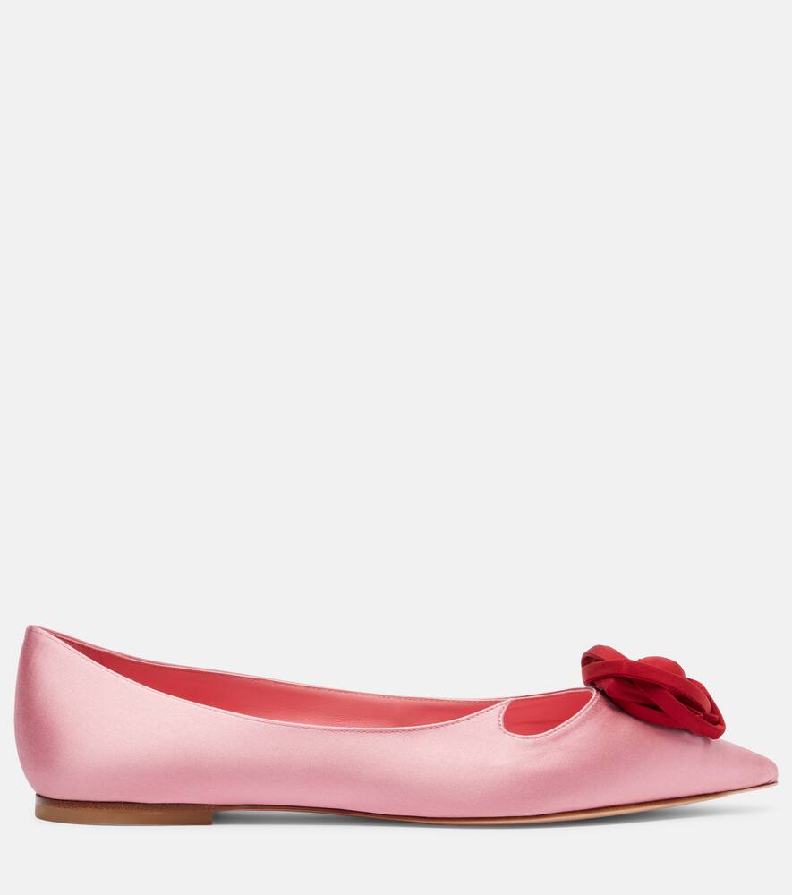 Балетки I Love Viver из сатина с цветочной аппликацией Roger Vivier, Rosa Antico Chiaro+Ribes — фото 4