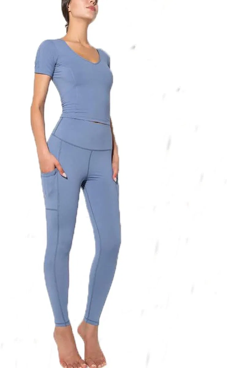 Спортивный костюм для йоги, с карманами, Generic, Blue