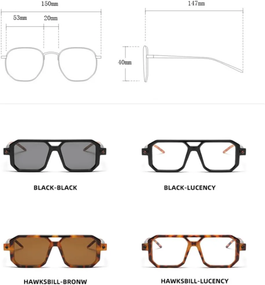 

Ретро-модные солнцезащитные очки UV400 для мужчин и женщин, с двойной перемычкой, леопардовым принтом, прозрачными линзами и зеркальным покрытием MTZJH, Black Clear