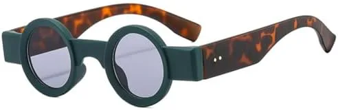 

Солнцезащитные очки в стиле ретро-панк, маленькие круглые, для женщин и мужчин, в красочной оправе, с защитой от УФ-излучения UV400 MTZJH, Green Leopard Grey