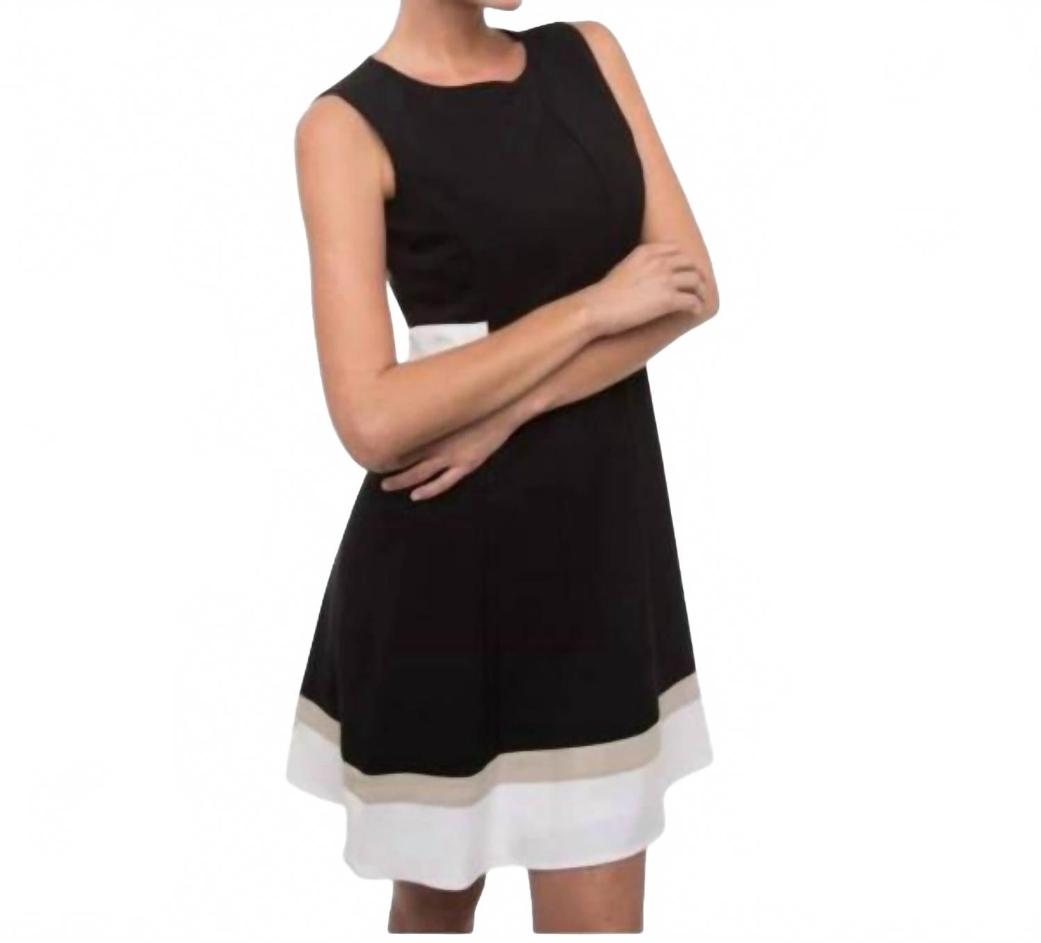 

Платье А-силуэта без рукавов в стиле колорблок в черно-белом цвете Calvin Klein, черно-белый