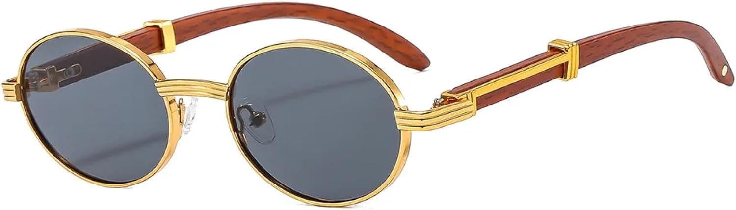 

Солнцезащитные очки с защитой от УФ-излучения UV400 | Овальные металлические градиентные линзы | Яркие цветные линзы для занятий спортом на открытом воздухе и вождения DSVIGF, Gold-black