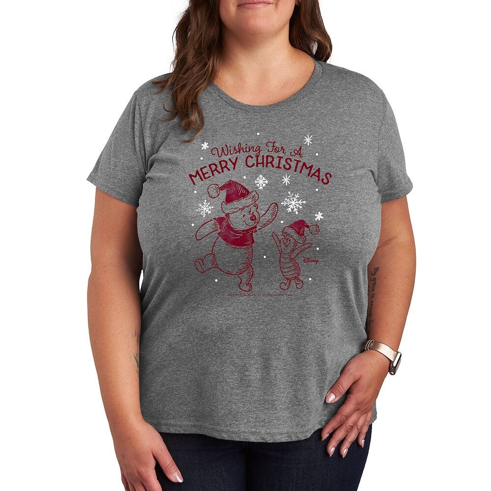 

Футболка Disney's Winnie The Pooh Piglet & Pooh Plus с рисунком желаний, цвет Heather Gray