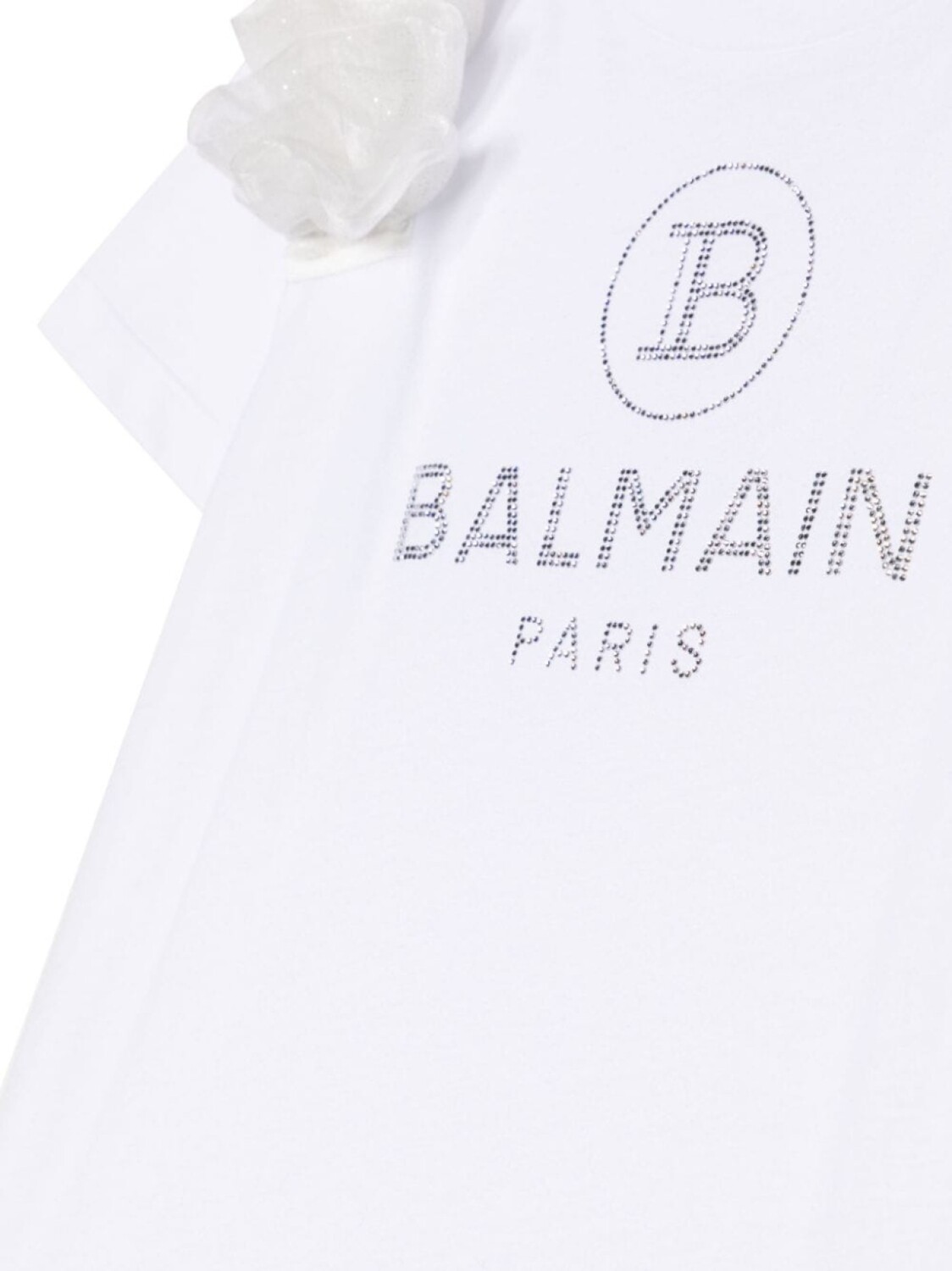 Футболка с цветочной аппликацией и логотипом Balmain Kids, белый — фото 3