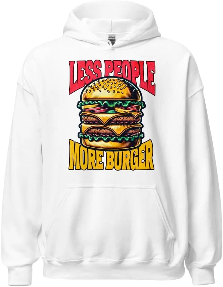 Толстовка унисекс Funny Hamburger Lover, Less People More Burger Generic, белый