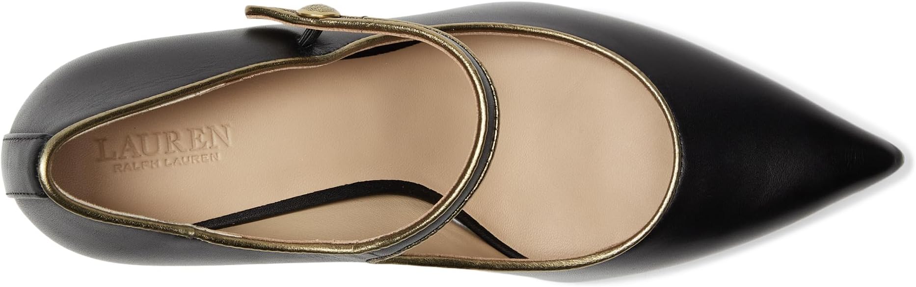Туфли Lauren Ralph Lauren Women's Lanette Metallic-Trim Mary Jane Pumps, Black/Antique Gold — фото 2