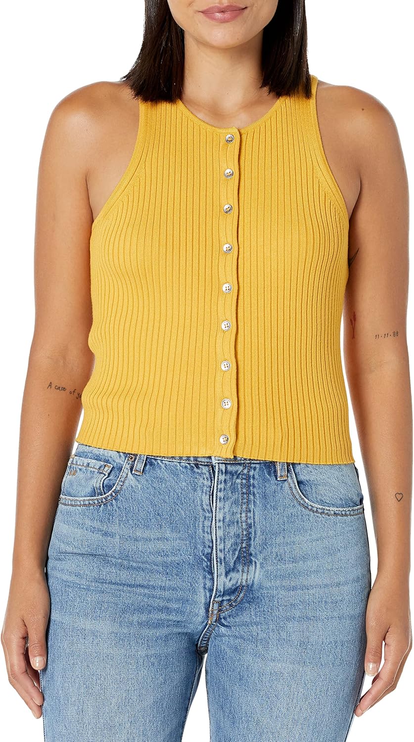 

Женская майка Calvin Klein с круглым вырезом и пуговицами, Golden