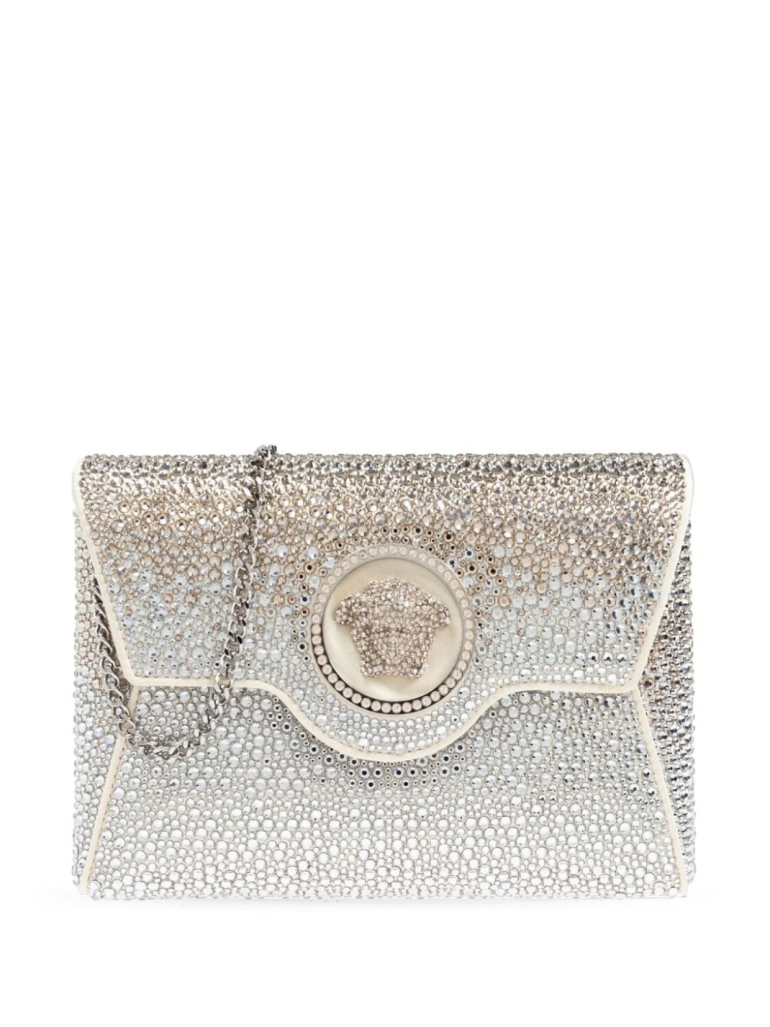 

Клатч-конверт Versace La Medusa с кристаллами, серебристый