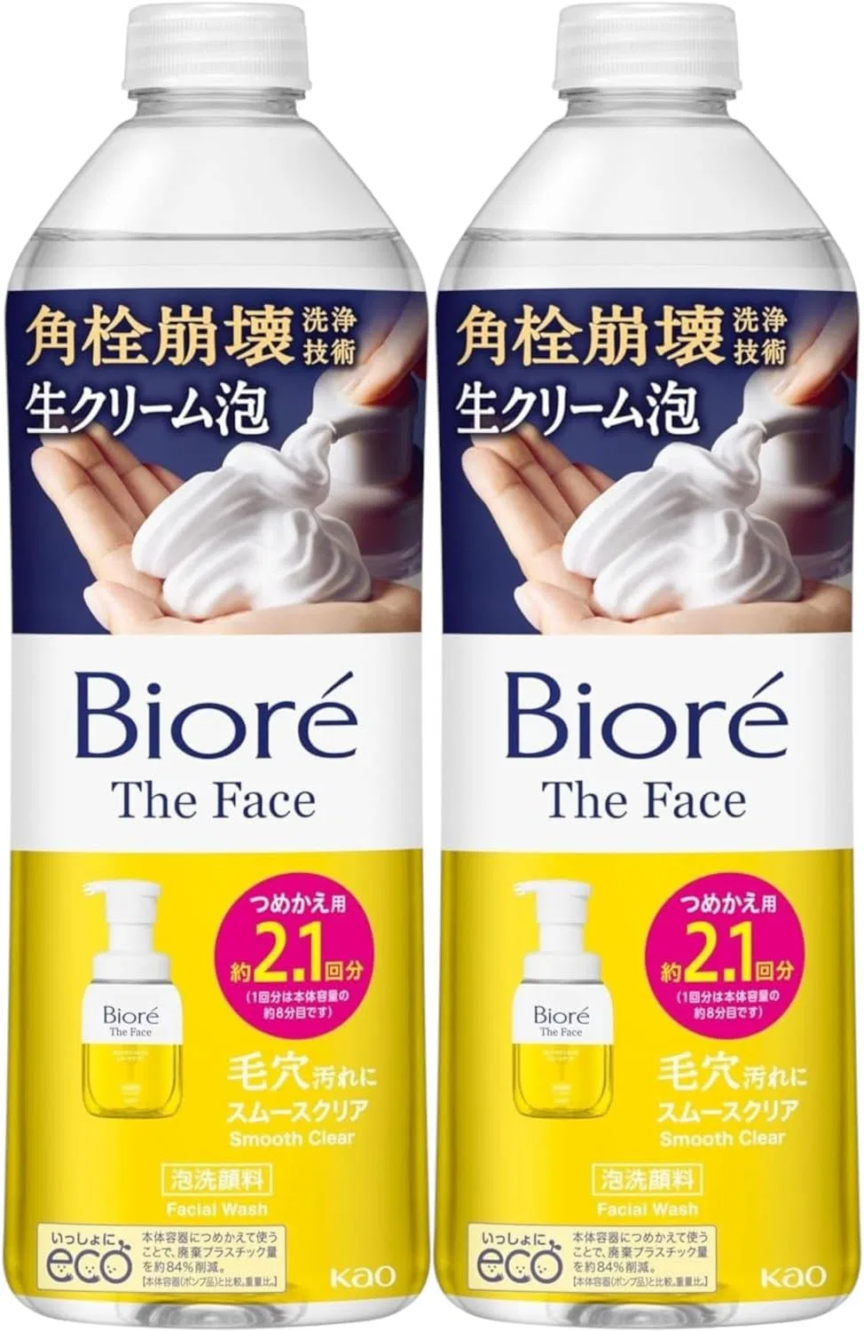 Набор Moruro — Biore The Face Smooth Clear, пенящийся, 340 мл, набор из 2 шт