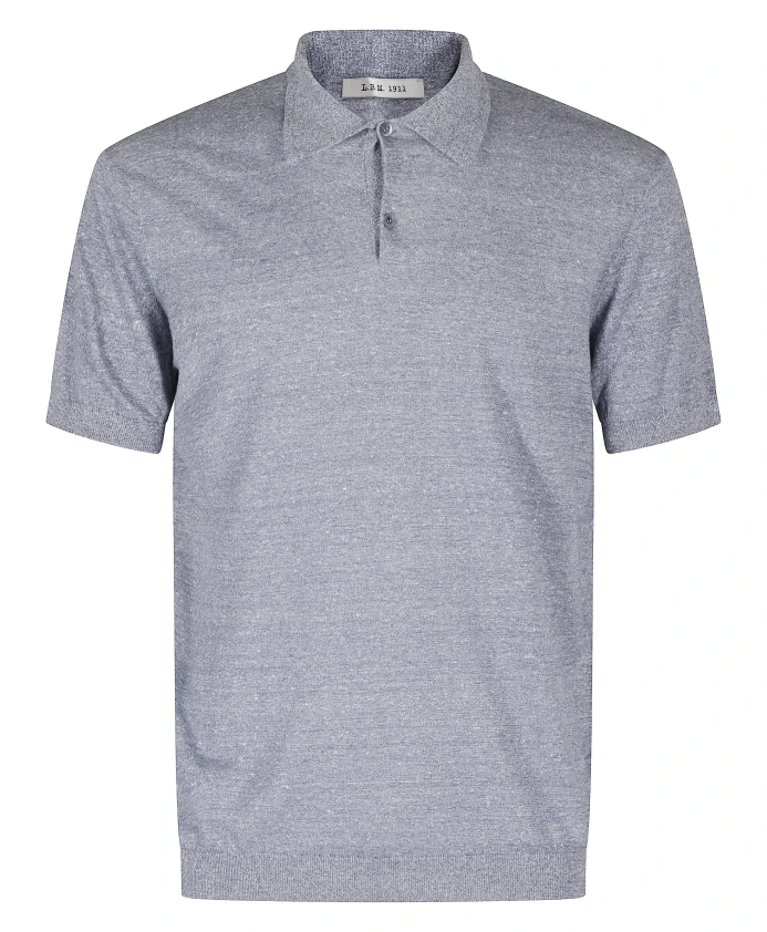 

Синяя рубашка-поло, на пуговицах, с коротким рукавом. L.B.M. 1911, синий