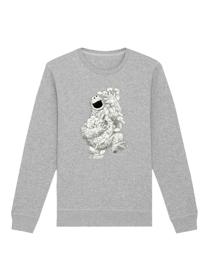 

Толстовка F4NT4STIC Sweatshirt Sesamstraße Cookie Monster Pencil Drawing, пятнистый серый