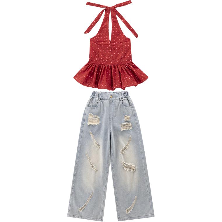 

Детский комплект из двух предметов с юбкой средней длины PROTECTCAMEL, red