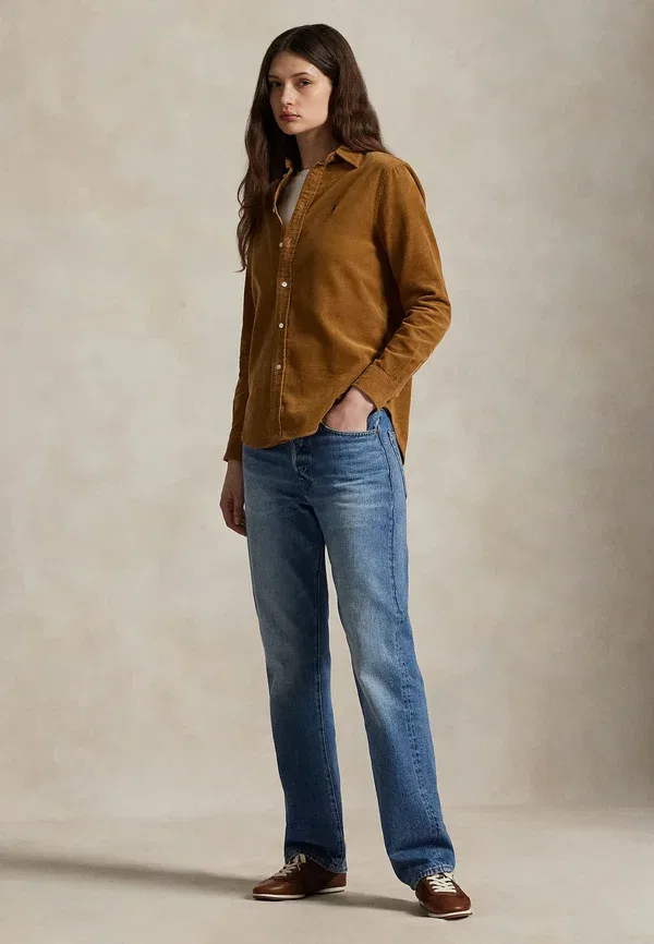 Рубашка из хлопкового вельвета классического кроя Polo Ralph Lauren, цвет загар — фото 2