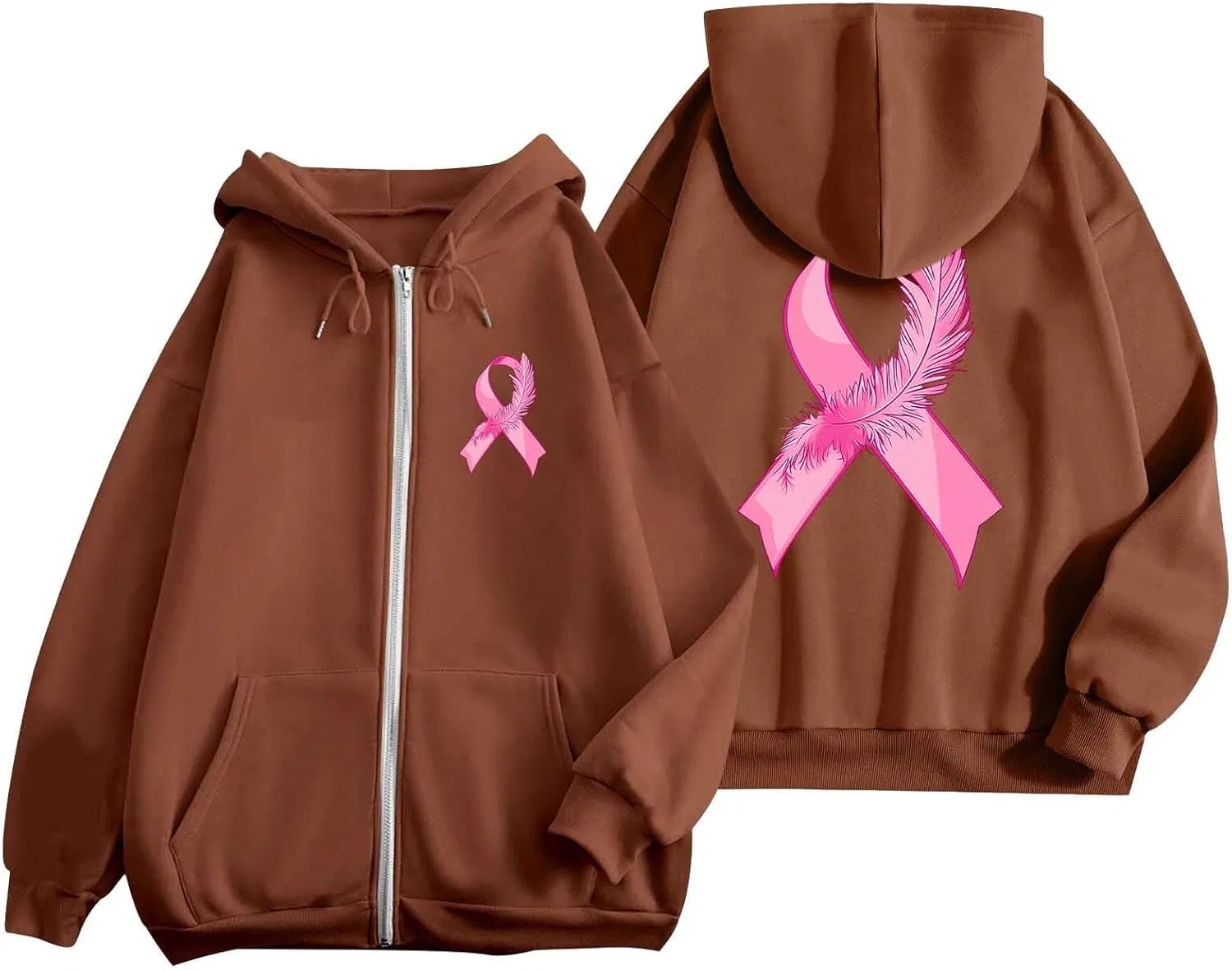 Толстовка женская на молнии, бренд Generic, цвет Brown 1 — фото 3