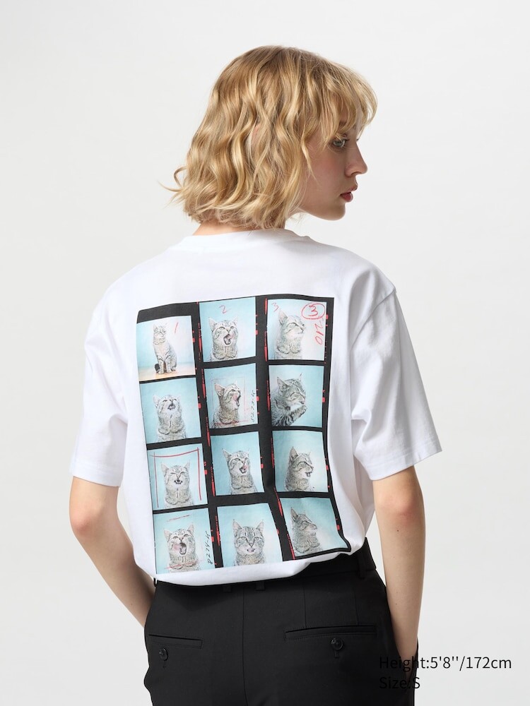 

Футболка с рисунком cat photographs ut Uniqlo, цвет 00 белый