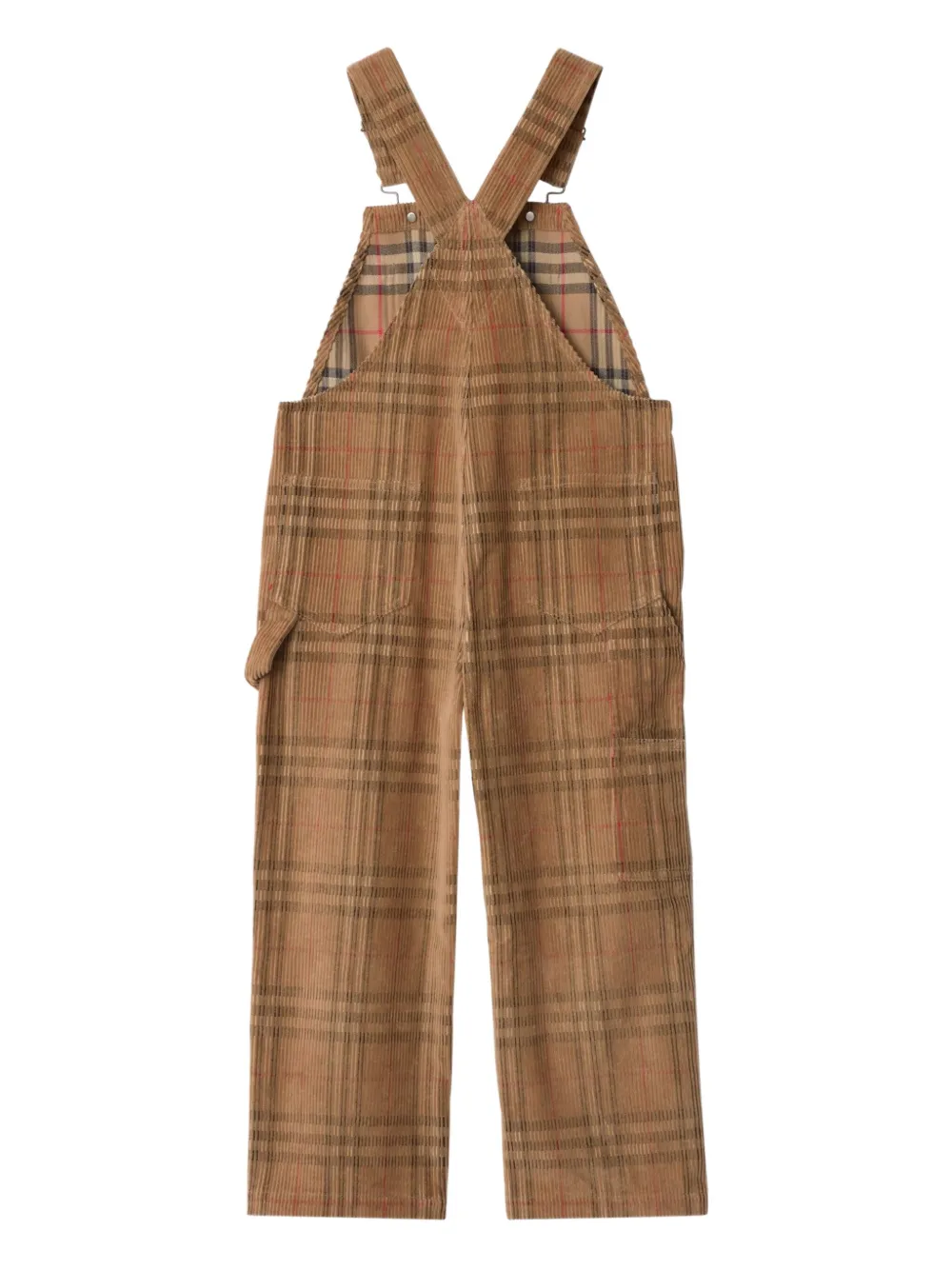 Вельветовые комбинезоны в клетку BURBERRY KIDS, коричневый — фото 2