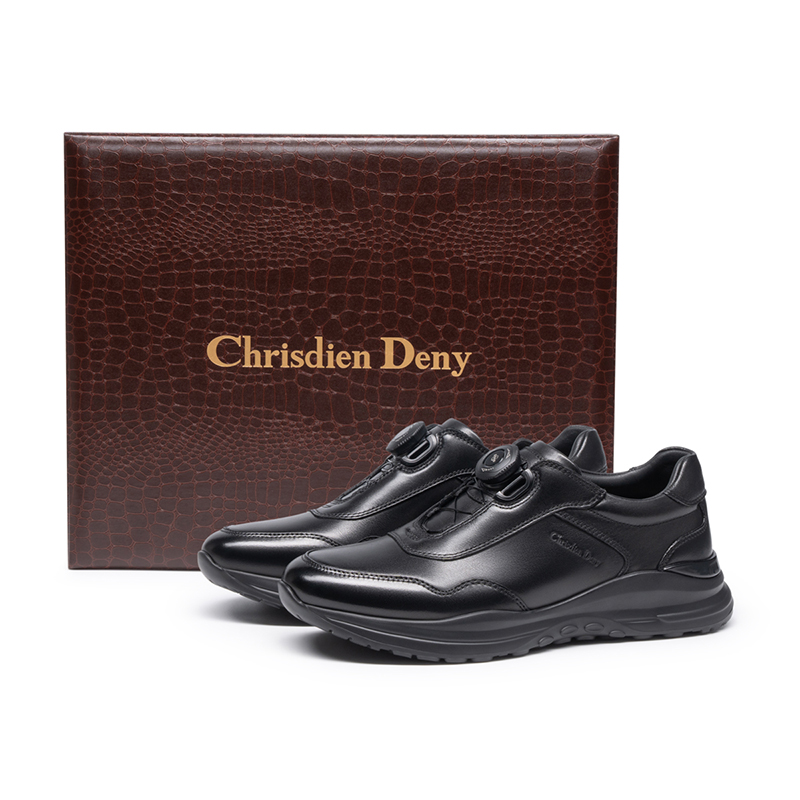 

CHRISDIEN DENY Амортизирующие износостойкие мужские повседневные кеды низкие - [Коробка с крокодиловым принтом] Черные, цвет [Crocodile Pattern Box]Black