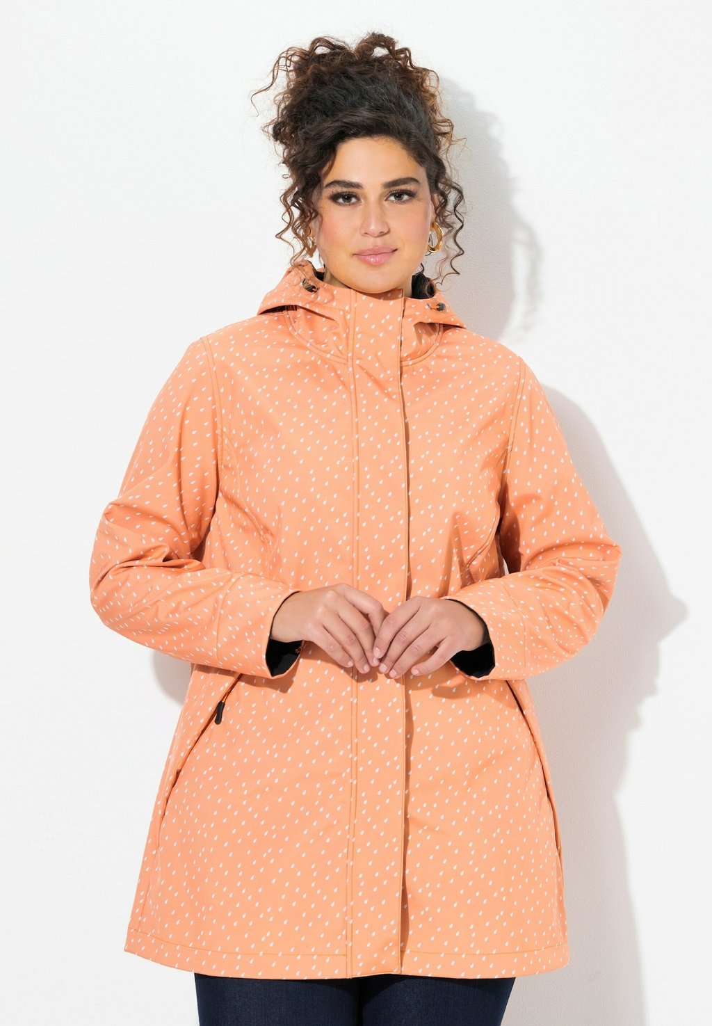 

Водонепроницаемая куртка RAINDROP PRINT LONGLINE Ulla Popken, оранжевый