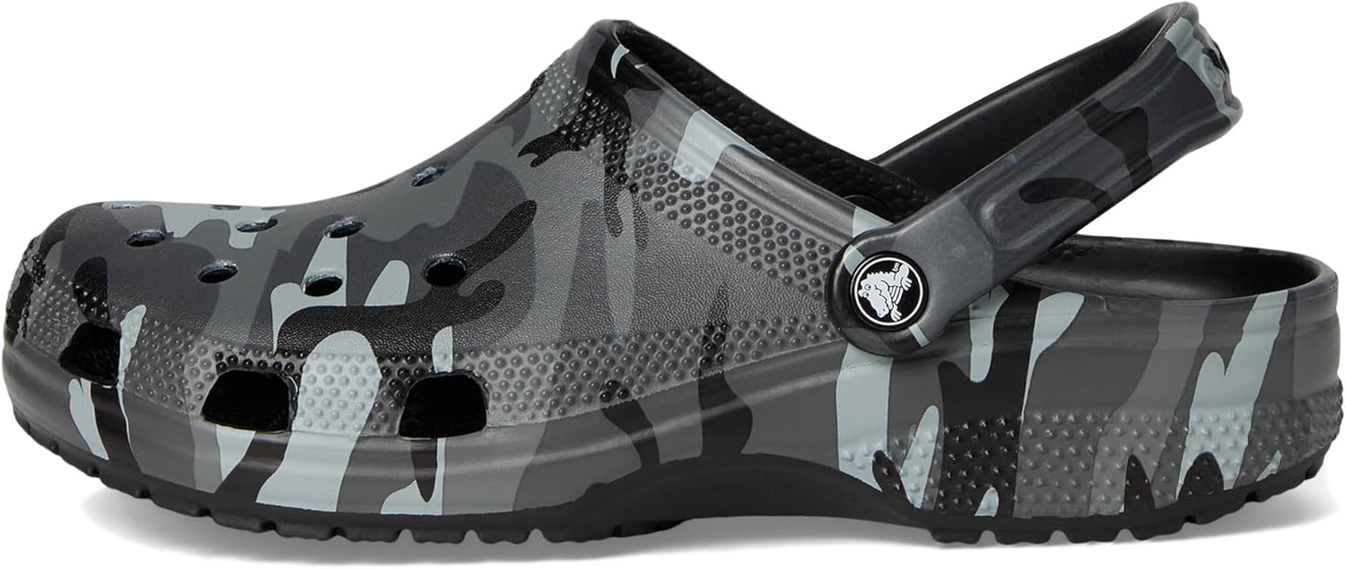 Унисекс сабо Crocs Classic с графическим принтом, черный/серый — фото 4