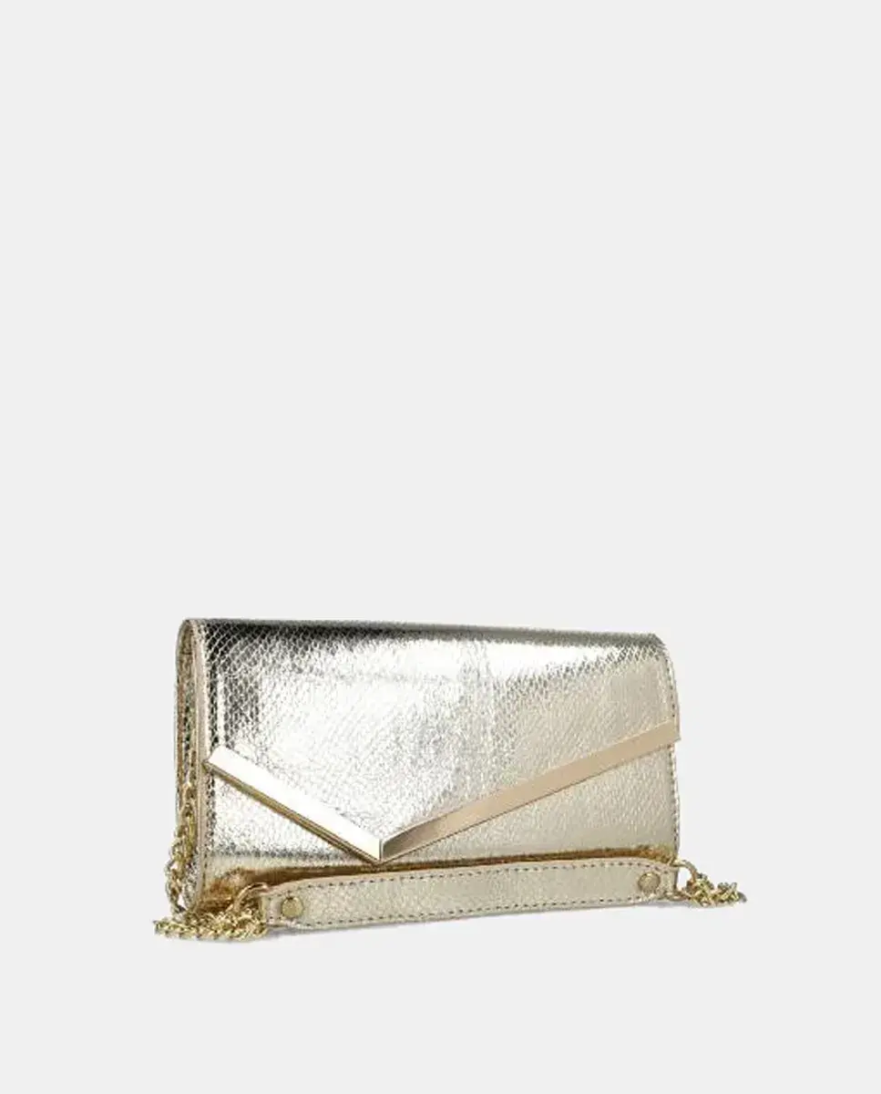 

Небольшой праздничный клатч из металлического золота с ручкой-цепочкой Menbur, золотой