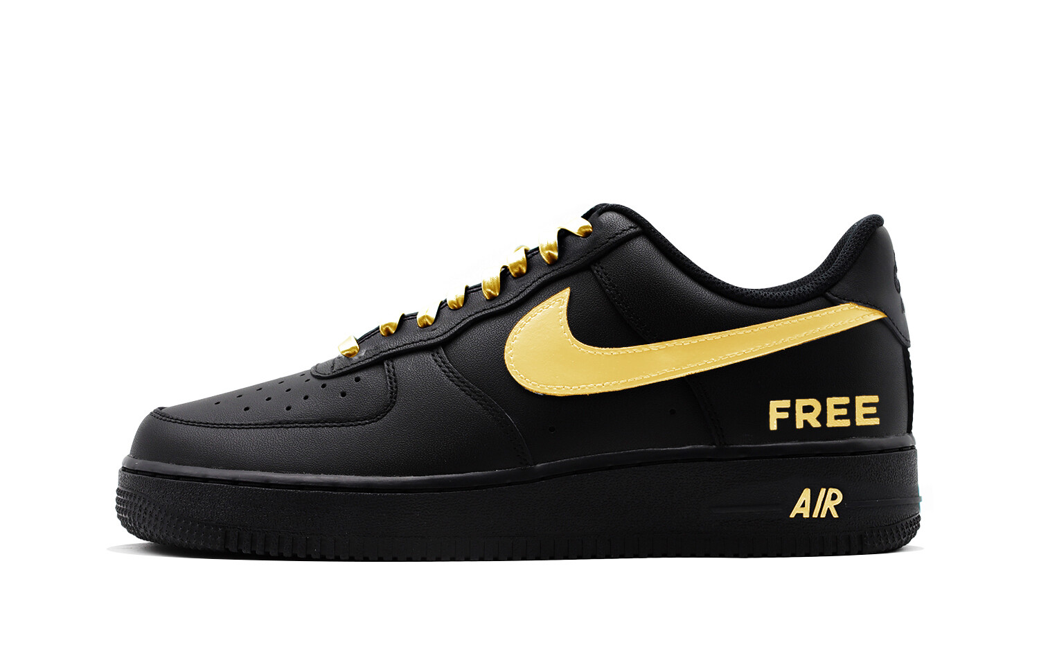 

Кроссовки Nike Air Force 1 Skateboarding Shoes Unisex Low-top Black/gold, черный/золотой