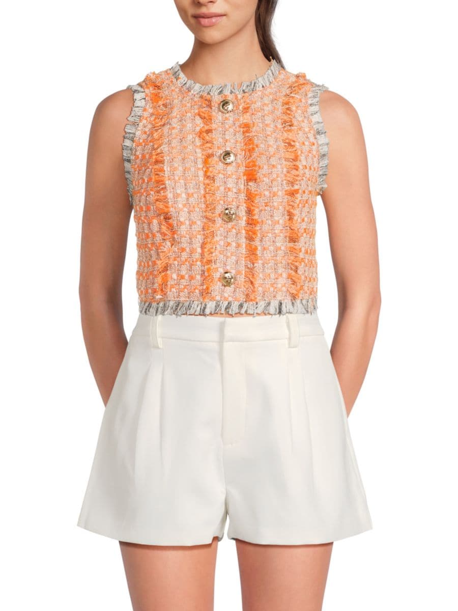 

Твидовый топ с бахромой Dara Walter Baker, цвет Malibu Orange