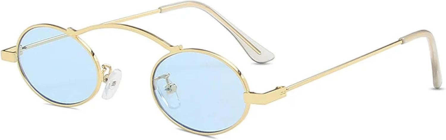 

Женские солнцезащитные очки в овальной оправе в стиле стимпанк с металлическими линзами и защитой от ультрафиолета UV400, мужские солнцезащитные очки в стиле панк DSVIGF, Golden Blue