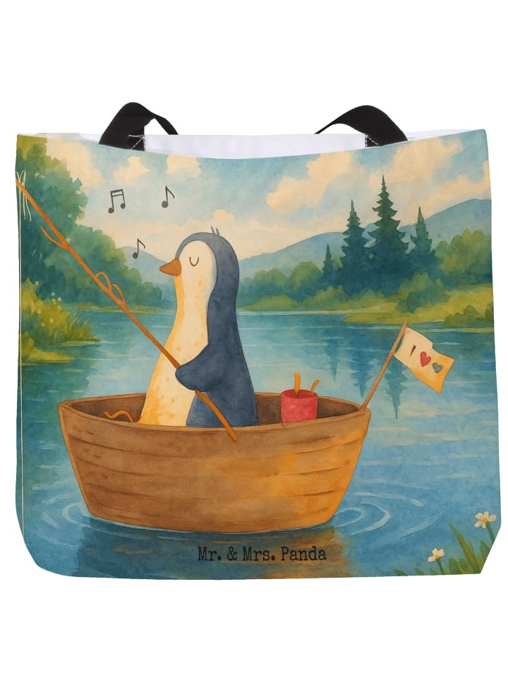 

Mr. & Mrs. Panda Сумка для покупок с изображением рыболовной лодки Penguin, без упаковки... белого цвета