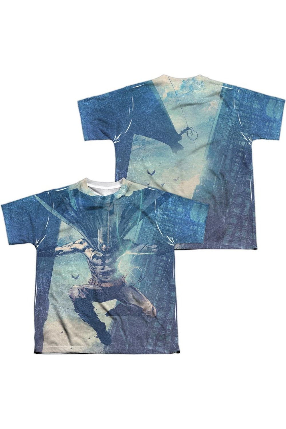 

Футболка с коротким рукавом для подростков Batman Skyscrapers (принт спереди и сзади) Gildan, белый