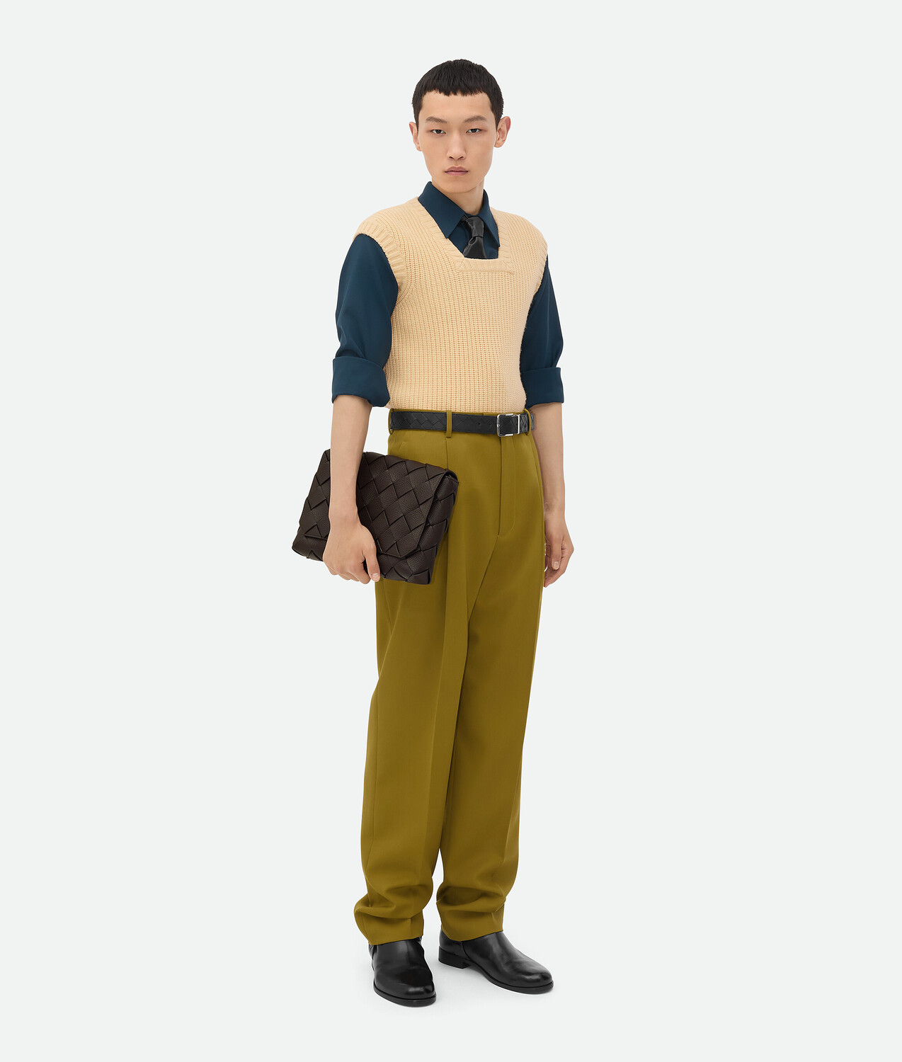 

Брюки из шерсти зернистой пудры Bottega Veneta