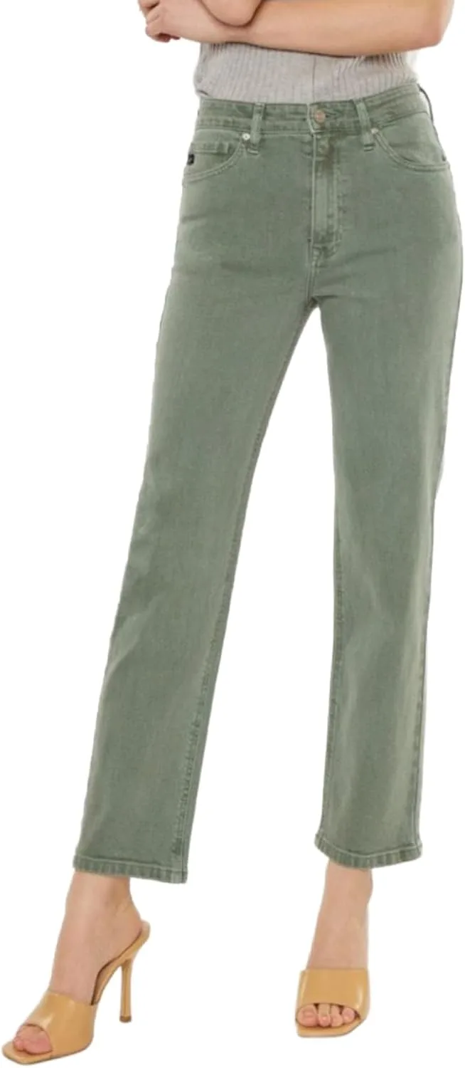 

Женские повседневные джинсы Basic Ultra High Rise Crop Straight, Olive, Slim Fit Yanhoo