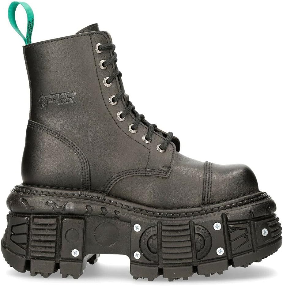 Мужские ботинки New Rock TANKMILI083C-V2 из веганской кожи, черные, платформенные, байкерские, готические, панк — фото 3