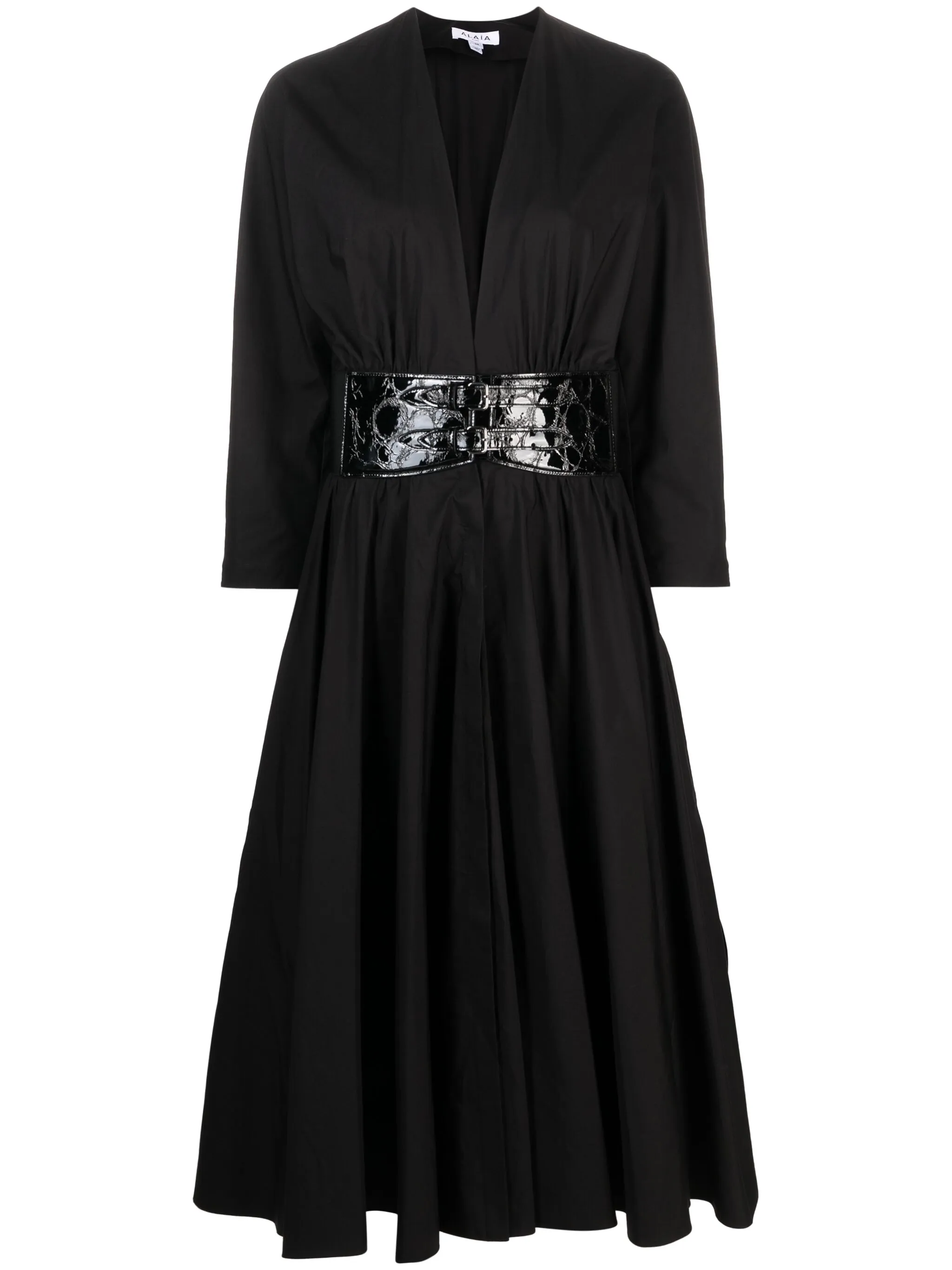 

Поплиновое платье макси с поясом Alaïa, черный