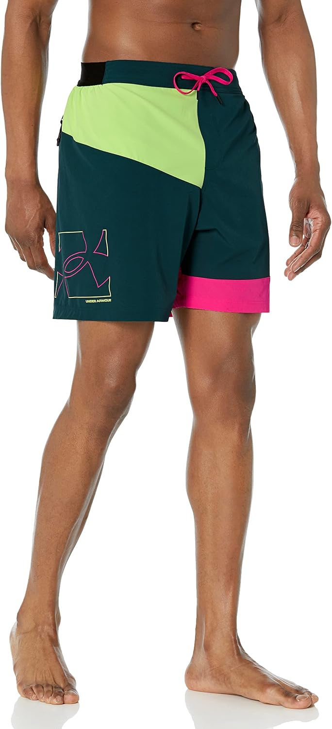 

Мужские шорты для плавания с электробордом Under Armour, затягивающиеся на шнурок и эластичный пояс сзади, быстросохнущие, Sp22 Batik Colorblock E-Board