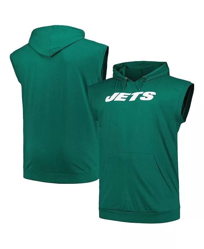 

Мужская зеленая футболка без рукавов с капюшоном New York Jets Big Tall Muscle Fanatics