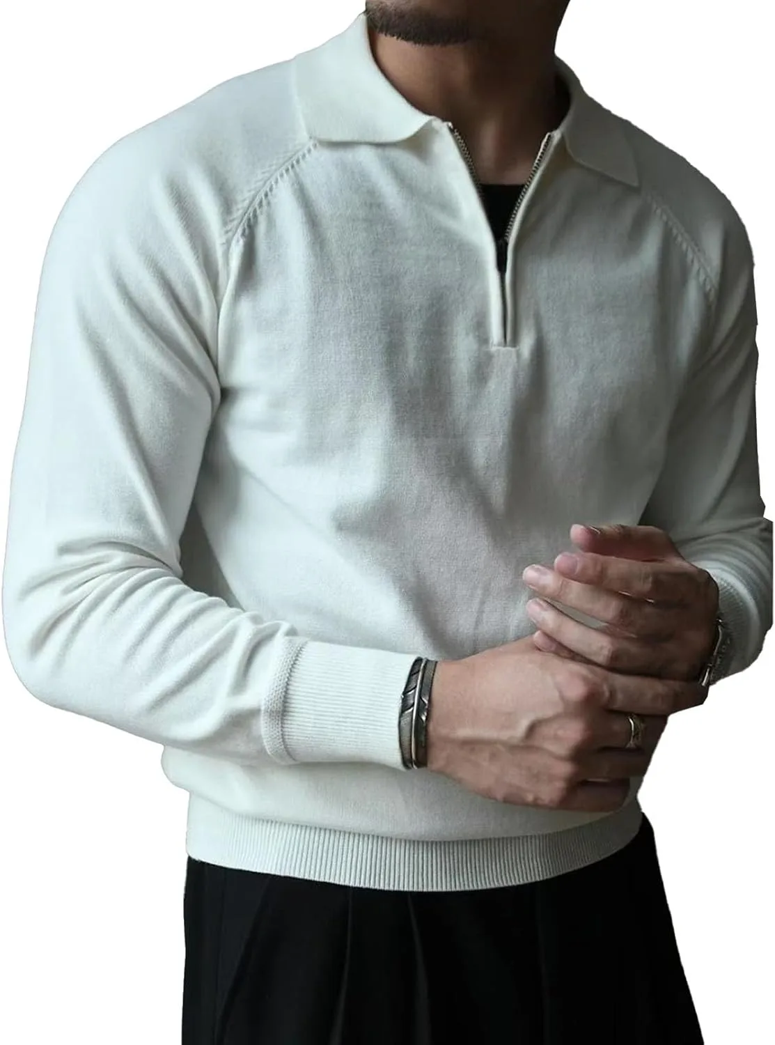 Мужской поло-свитер с молнией на четверть Slim Fit