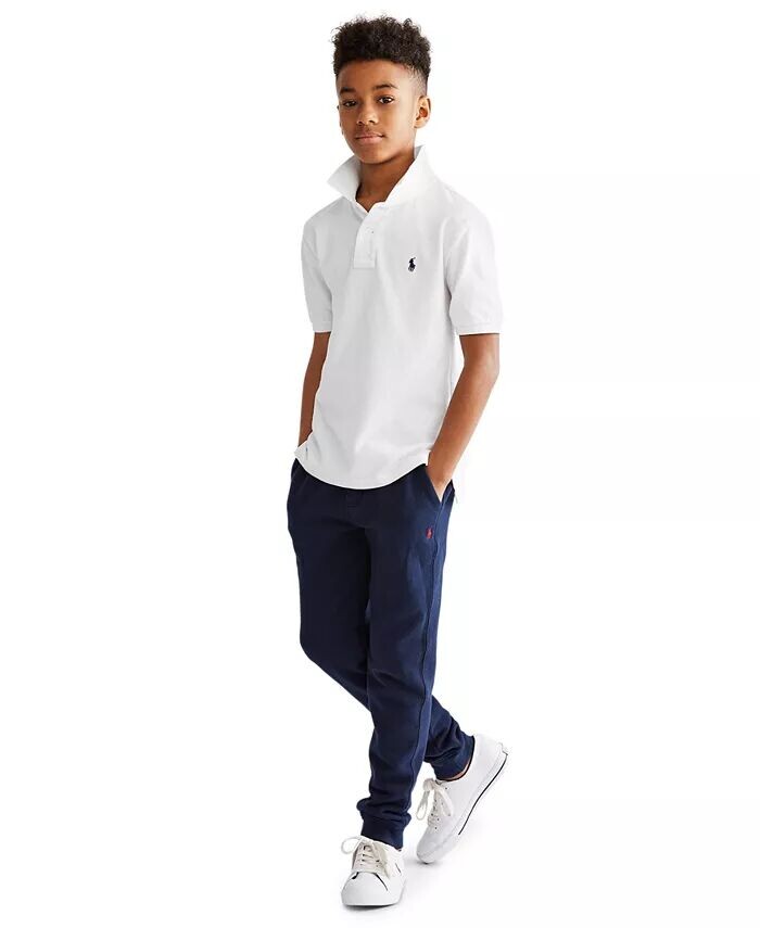 Джоггеры из хлопкового флиса на шнурке для больших мальчиков Polo Ralph Lauren, серый — фото 4