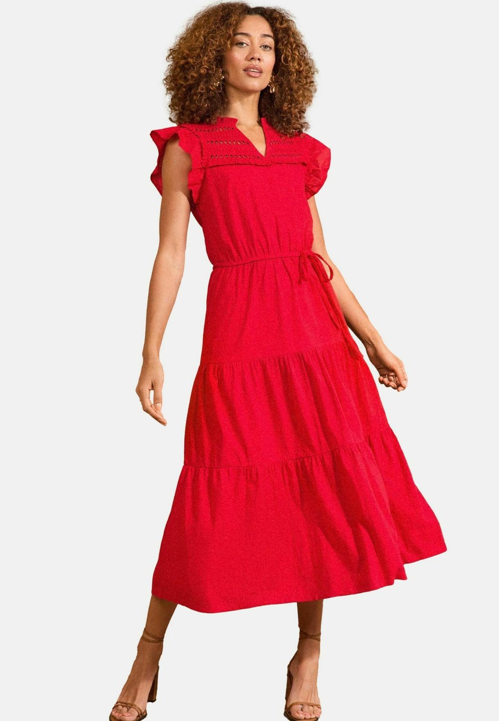 

Повседневное платье REGULAR FIT FLUTTER SLEEVE TIRED MIDI Love & Roses, красный