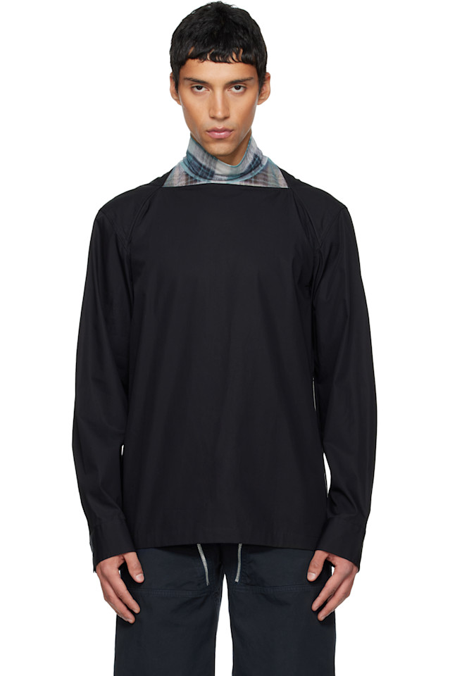 

Хлопковая рубашка с вырезом-лодочкой Dries Van Noten, черный