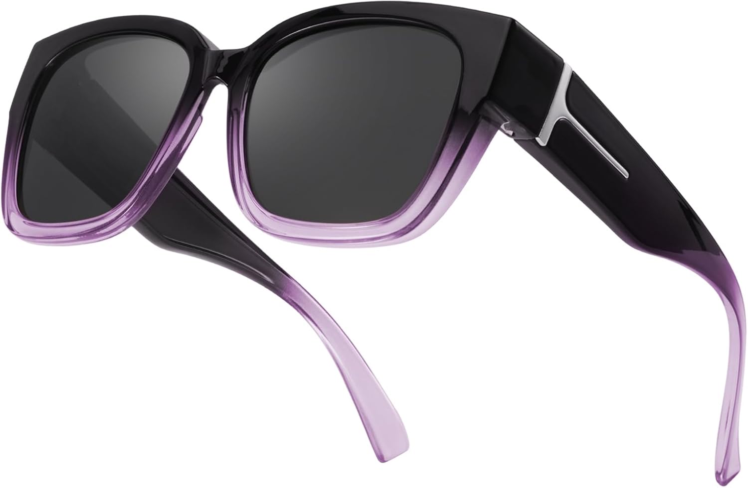 

Поляризованные солнцезащитные очки FIMILU для женщин, надеваемые поверх обычных очков, большие квадратные солнцезащитные очки для вождения и активного отдыха с защитой от УФ-излучения UV400, A03-gradient Purple