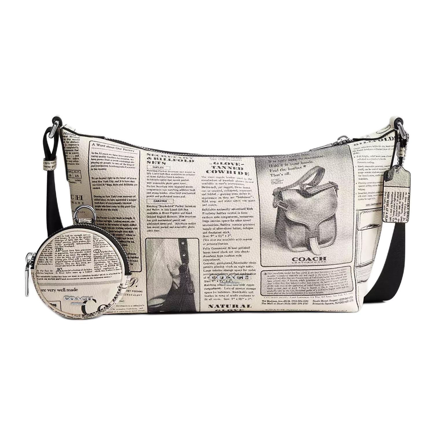 

COACH Кожаная сумка через плечо из телячьей кожи Medium Women's Silver & Chalk Multicolor