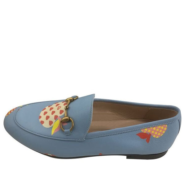 Кроссовки leather slip on 'blue red' Gucci, синий